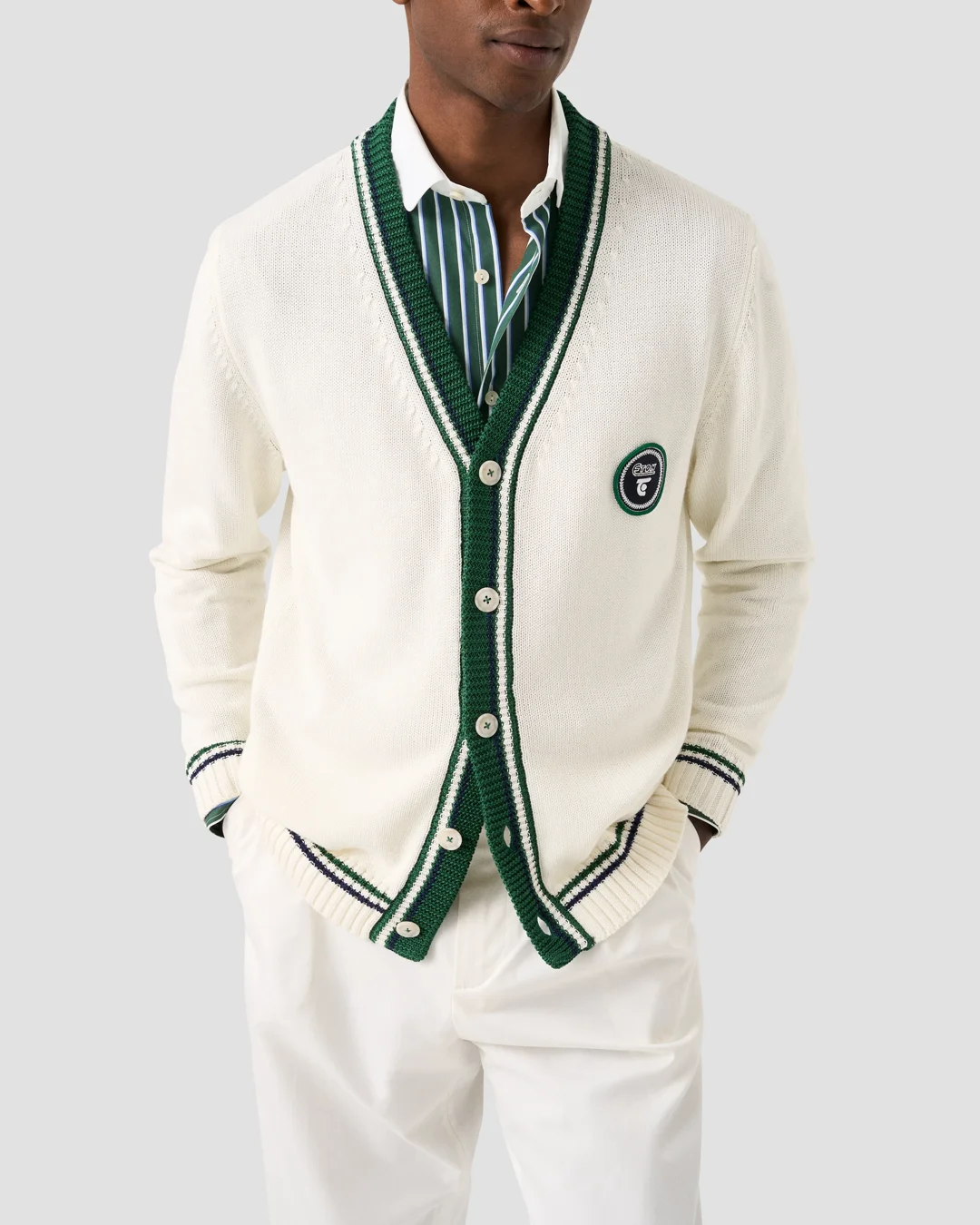 Eton x Tretorn Cotton V Neck Cardigan - Eton