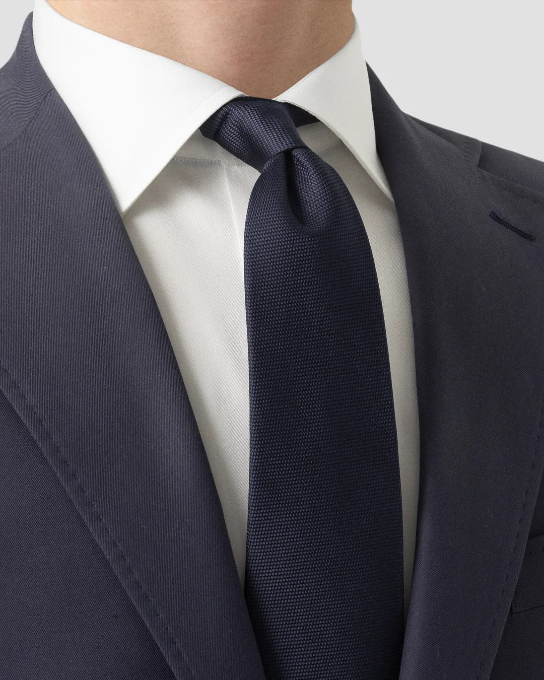 ダークブルー バスケット織り ネクタイ - Eton