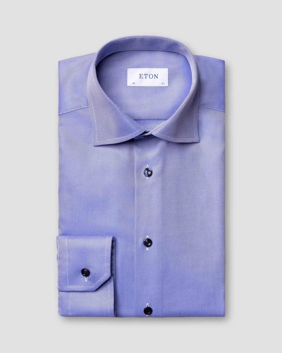 Blue textured twill shirt - Eton