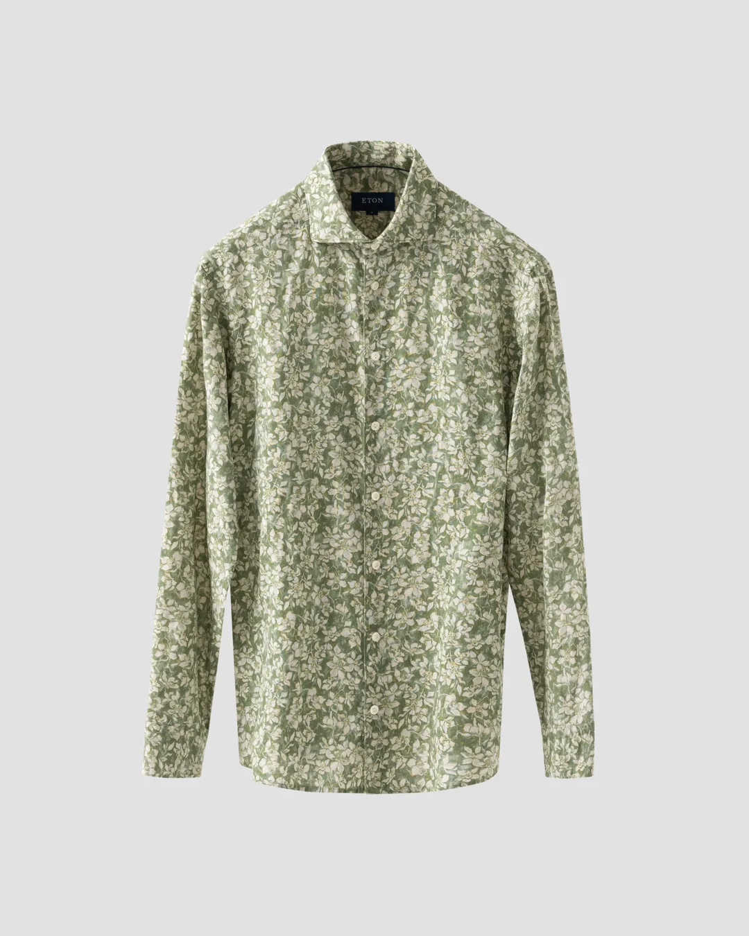 Green Floral Print Linen Shirt - Eton
