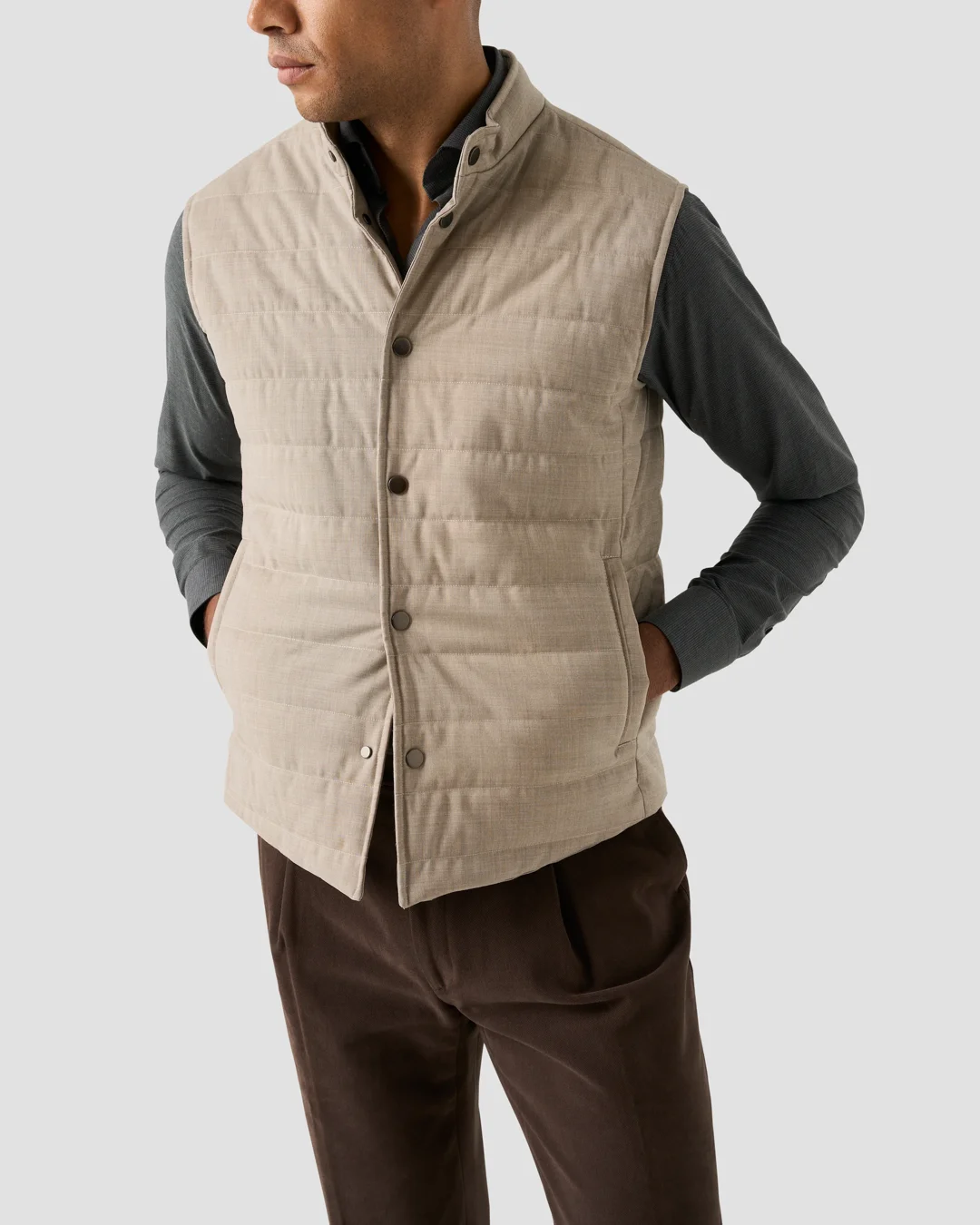 ジャケット・アウター ATON stand collar wool padded vest Padded Wool Vest - Eton
