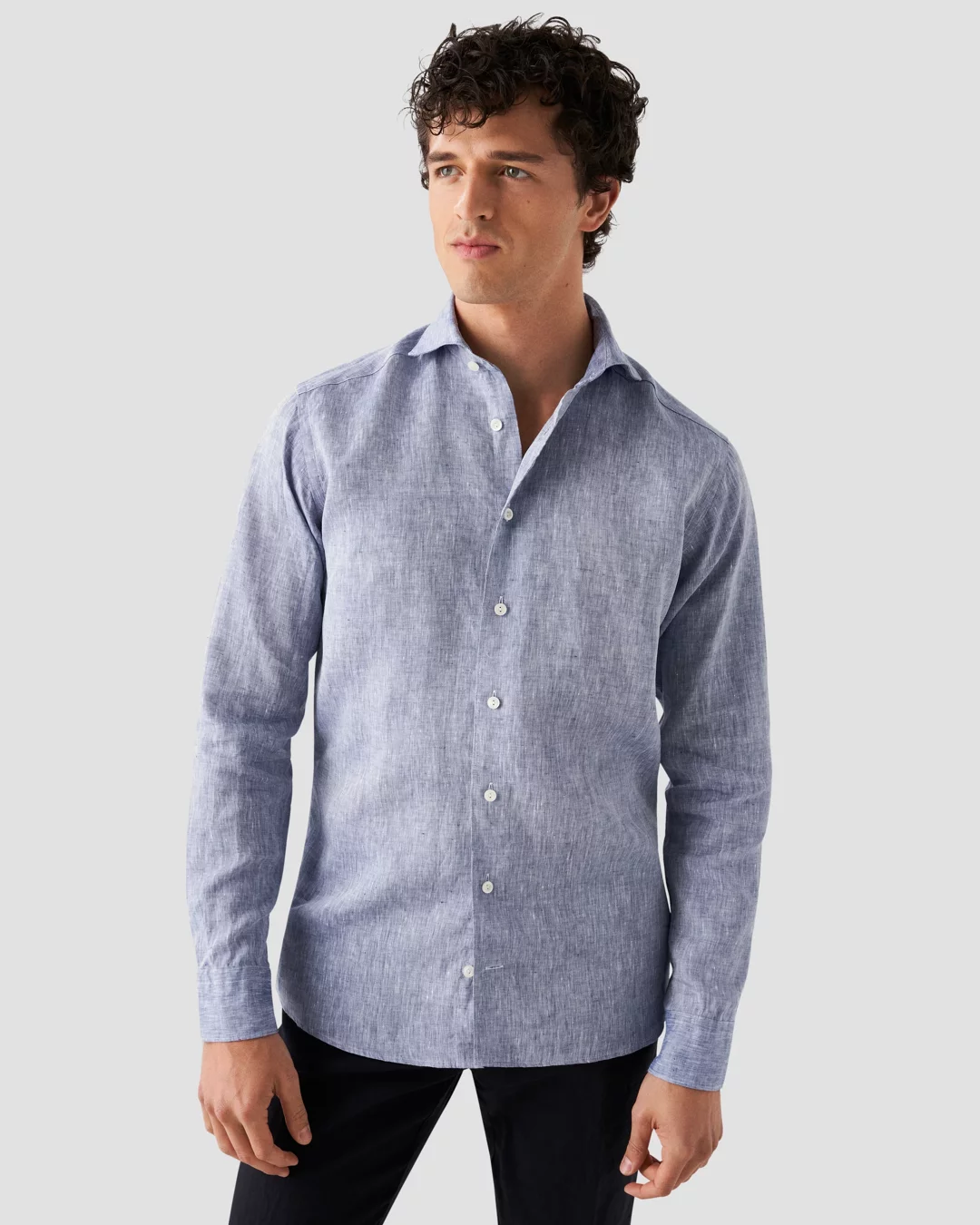 Blue Linen Shirt - Wide Spread