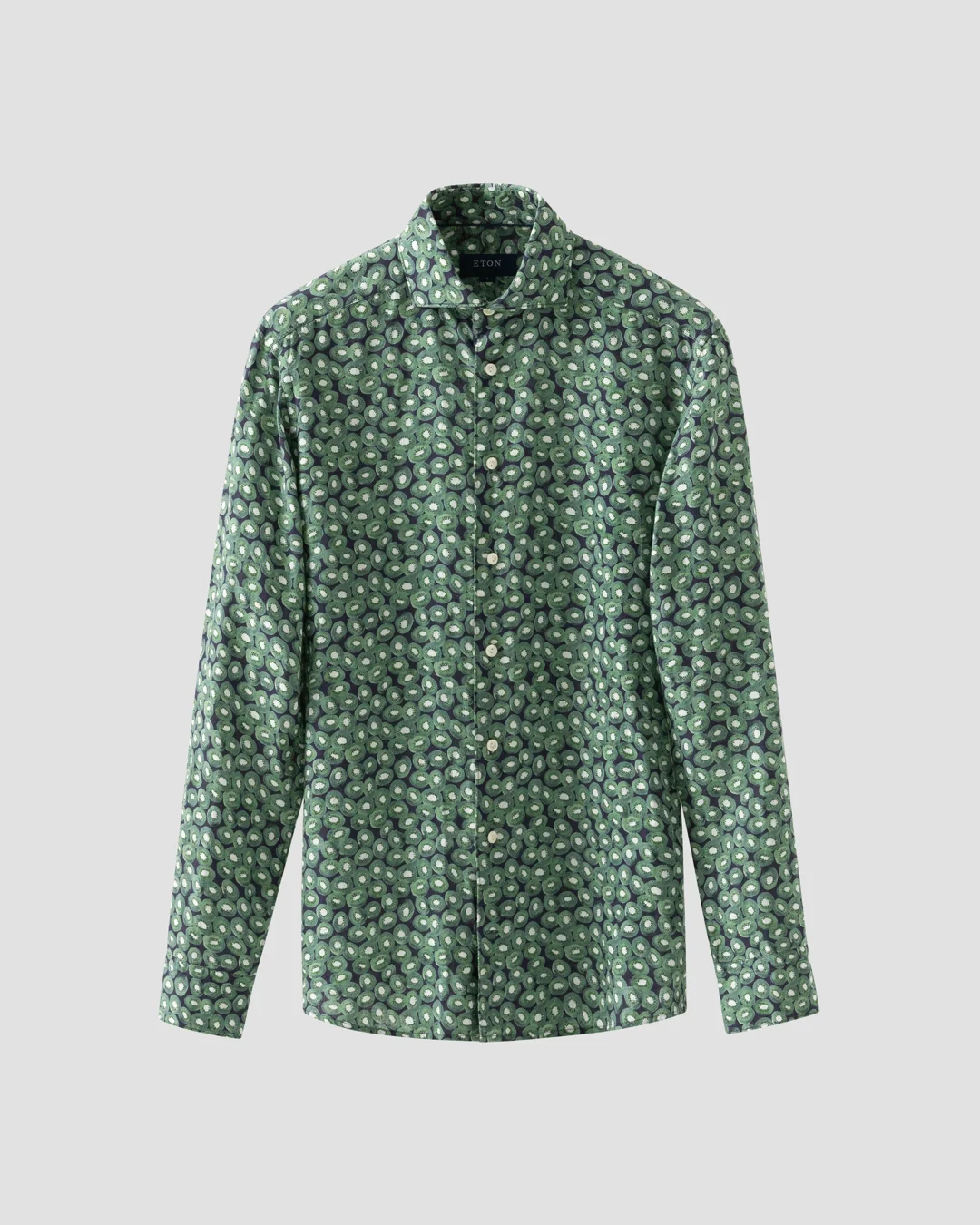 Green Kiwi Print Linen Shirt - Eton
