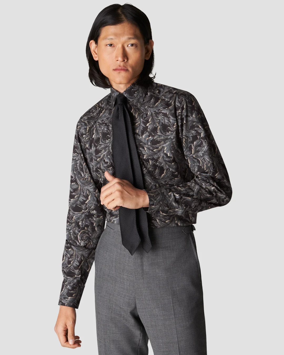 Floral-print silk-twill shirt – Monlux