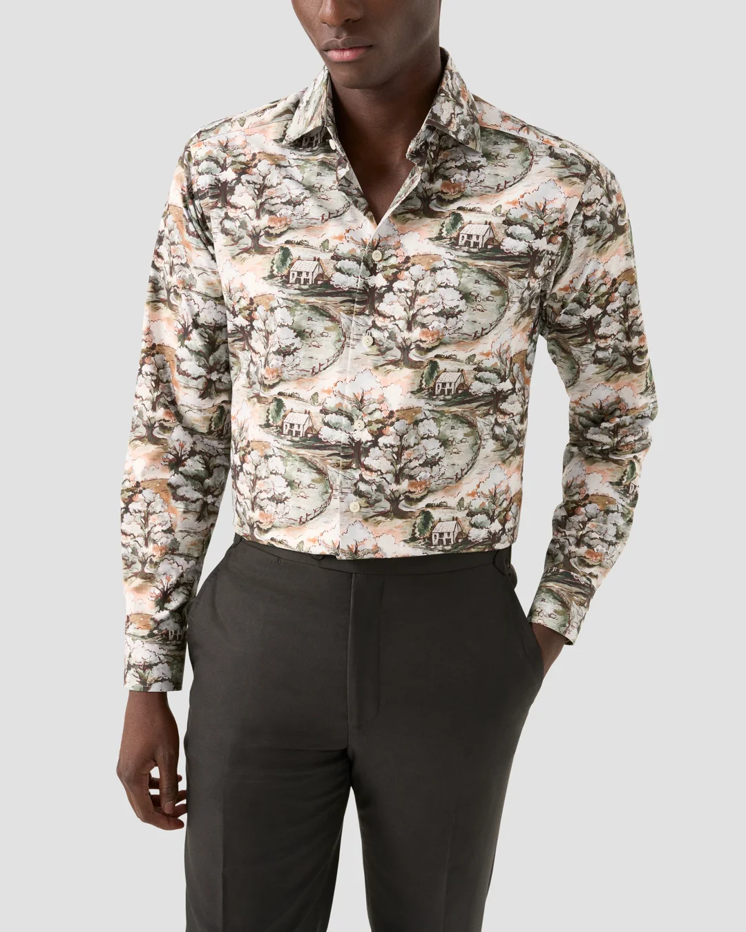 Handpainted Motif Twill Shirt - Eton Handpainted Motif Twill Shirt - Eton