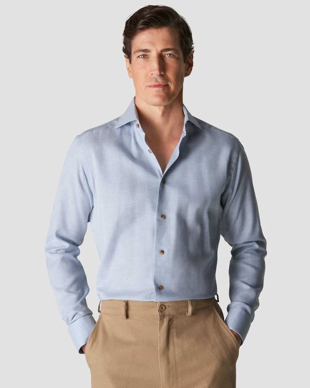 Mid Blue Dobby Mélange Shirt - Eton