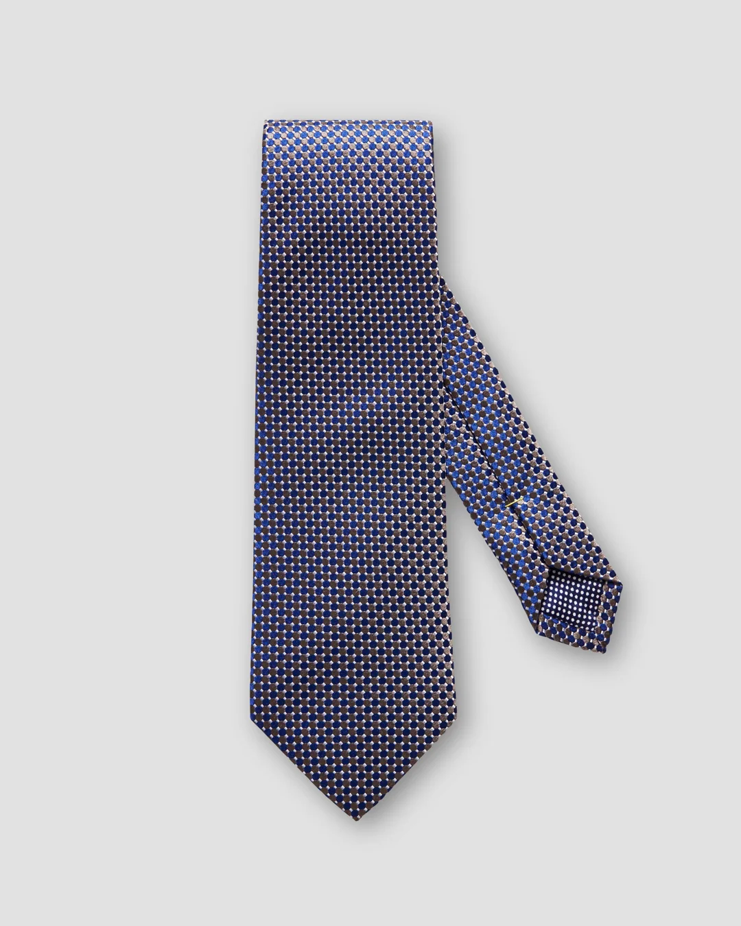 ブラウン ジオメトリック柄 シルクネクタイ - Eton