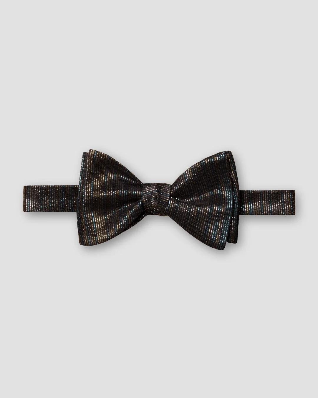 Black Striped Silk Evening Bow Tie — Self Tied