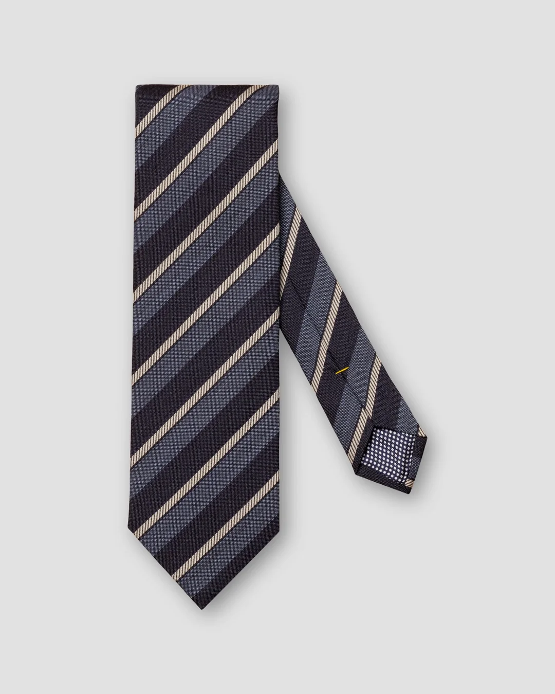 Dark Blue Striped Wool–silk Tie - Eton