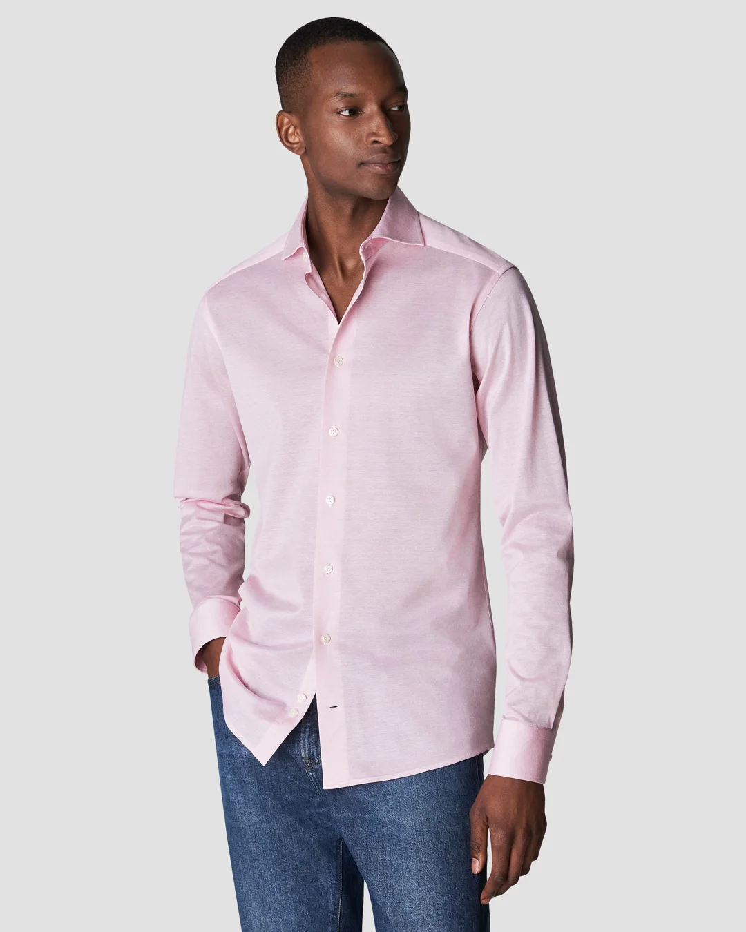 Pink Filo di Scozia Oxford Piqué Shirt Slim fit, 35