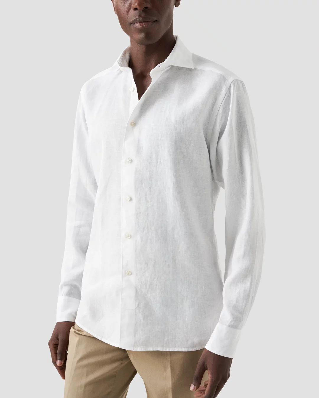 White Linen Shirt - Wide Spread - Eton
