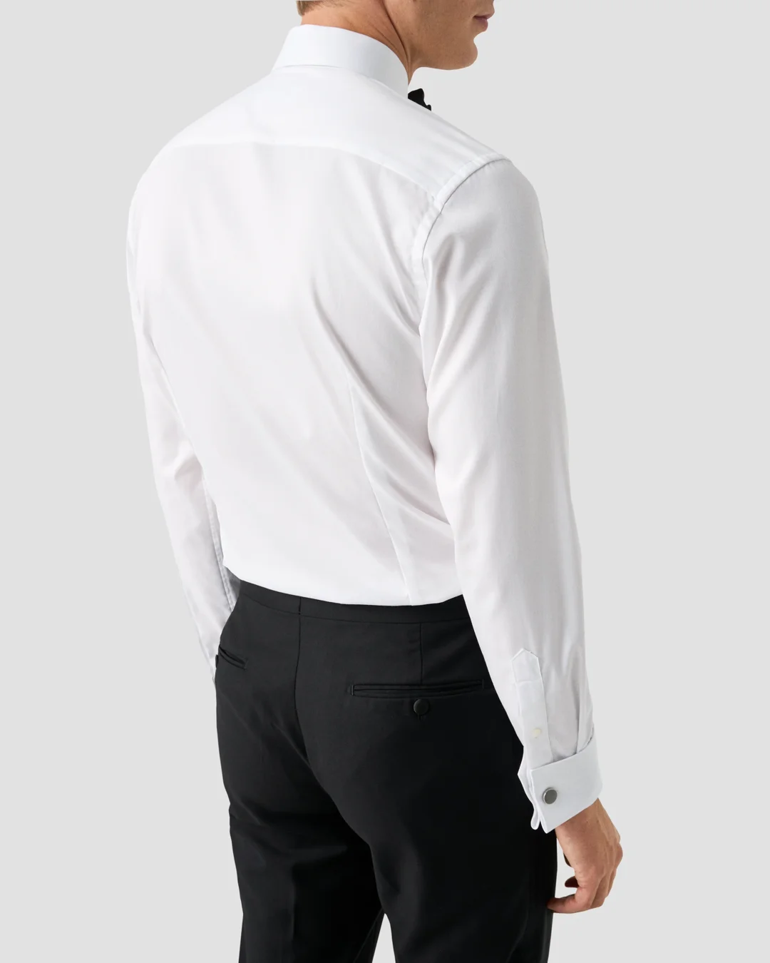 White Fine Striped Bib Tuxedo Shirt - Eton