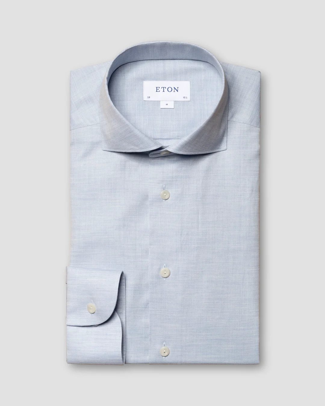 Light Blue Herringbone Flannel Shirt - Eton