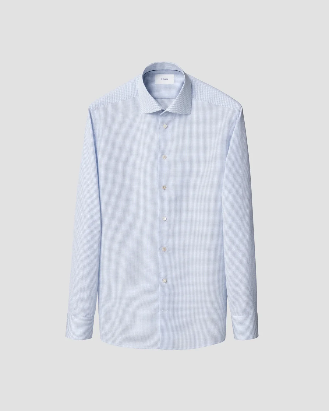 Mid blue 3D Check Giza 45 Shirt - Eton