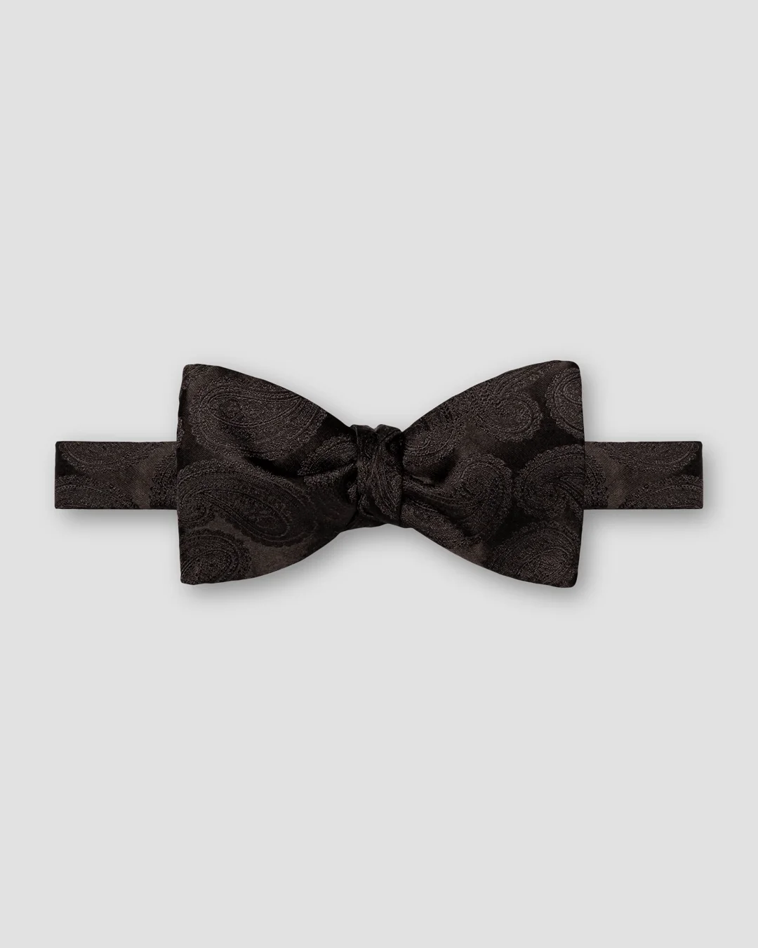 Black Solid Silk Bow Tie - Self Tied - Eton