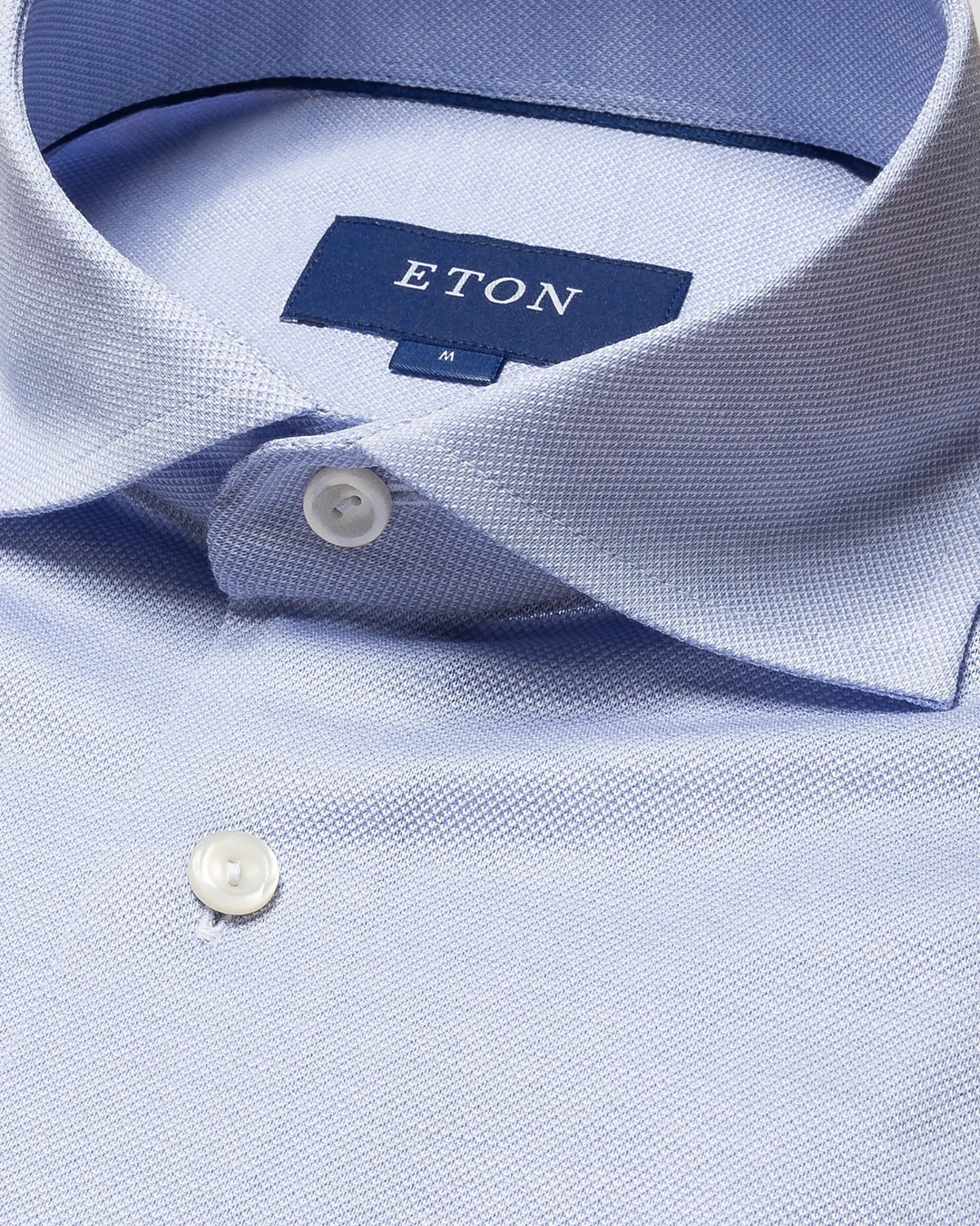 Light Blue Filo di Scozia Oxford Piqué Shirt Eton