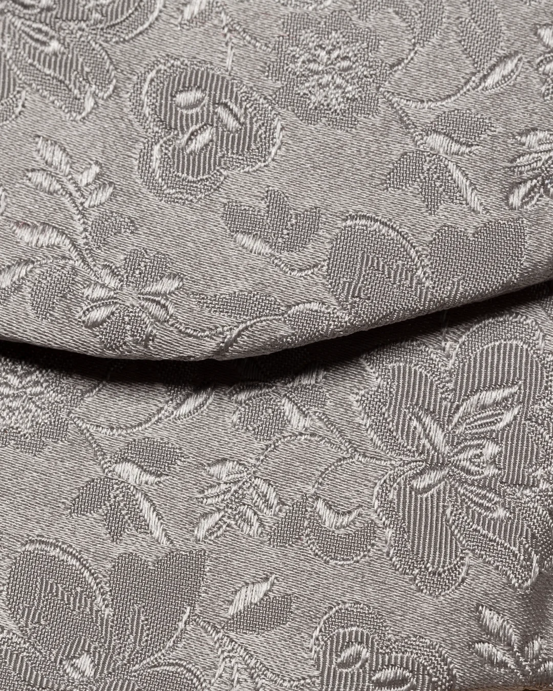 Light Gray Floral Jacquard Silk Bow Tie — Self Tied - Eton