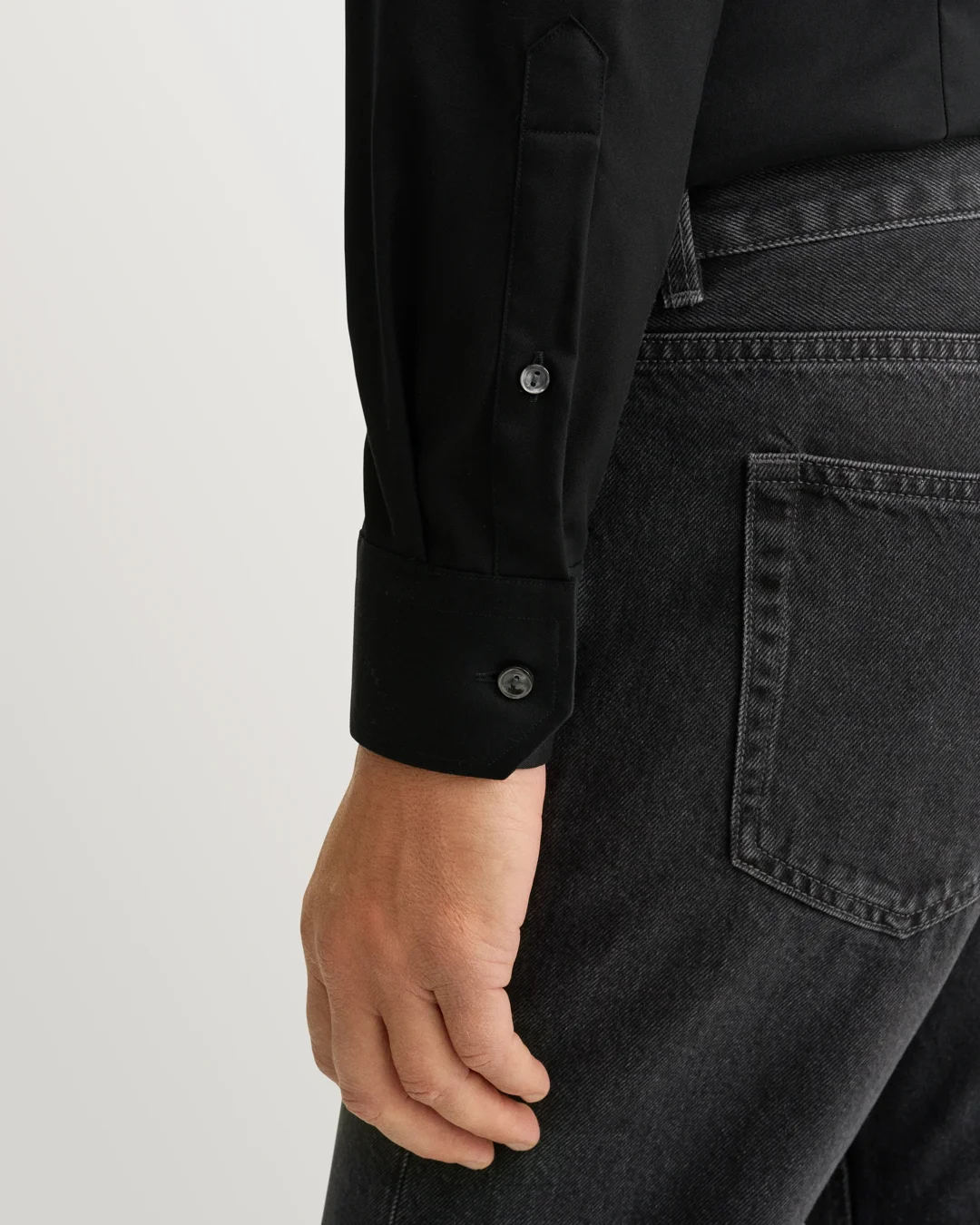 eton black dress shirt Eton Men's Contemporary-Fit Black Cotton Twill Button-up Dress Shirt 18 / 46
