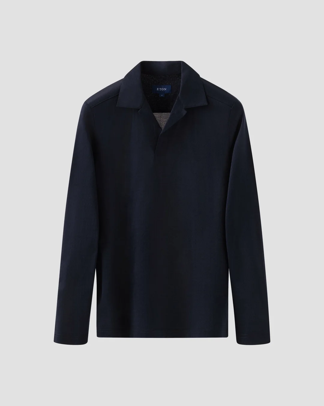 Navy Zig Zag Filo di Scozia Jacquard Polo Shirt - Eton Navy Zig Zag Filo di Scozia Jacquard Polo Shirt - Eton