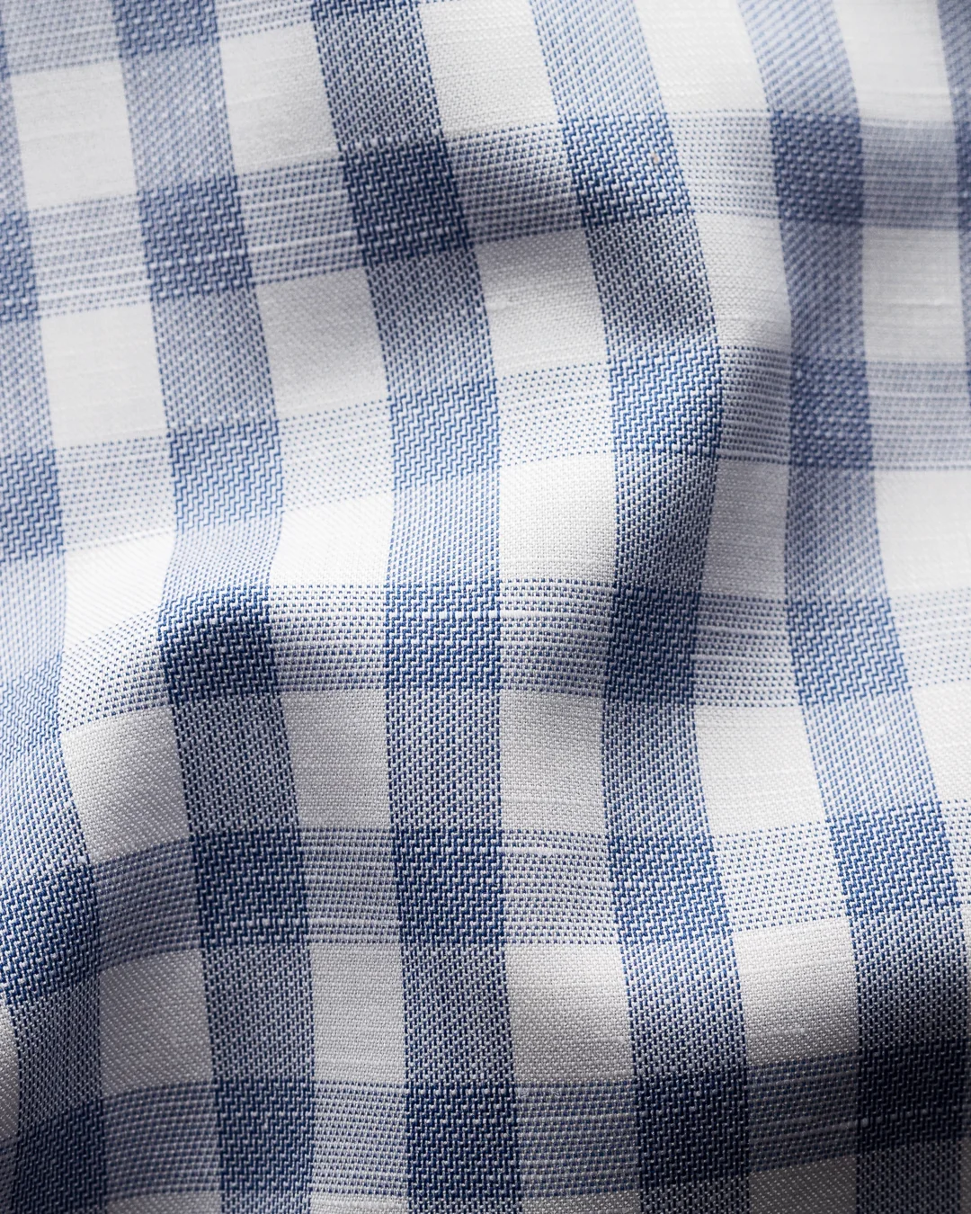 Blue gingham cotton-linen shirt - Eton