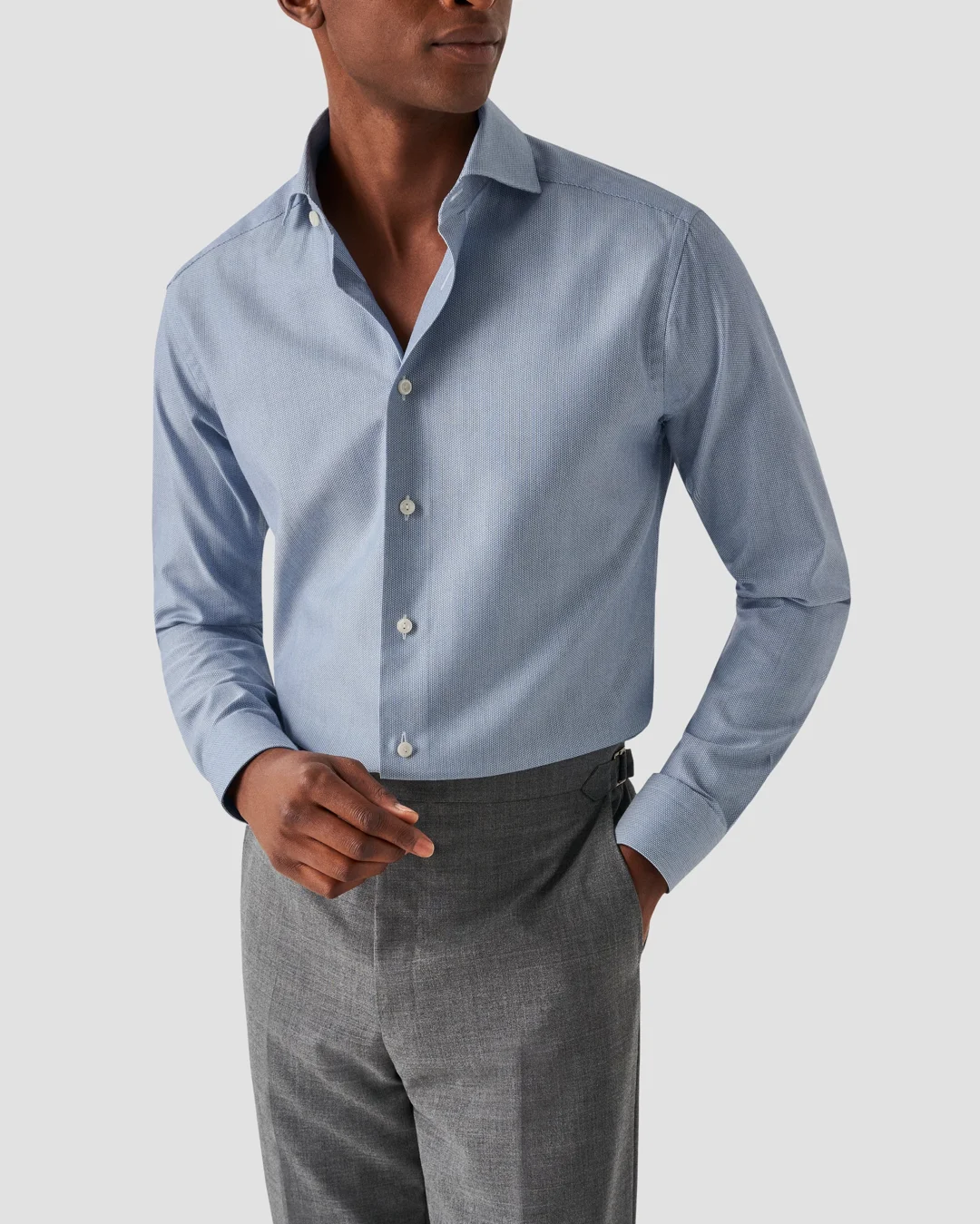 Blue Mélange Signature Twill Shirt - Eton