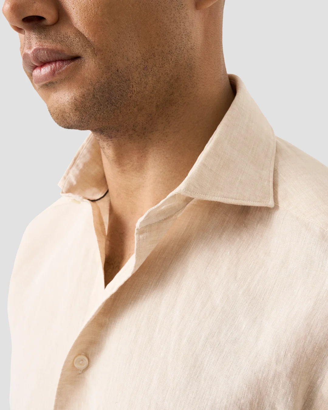 cream or beige dresses Men's linen shirt NEVADA in Caramel main image 1