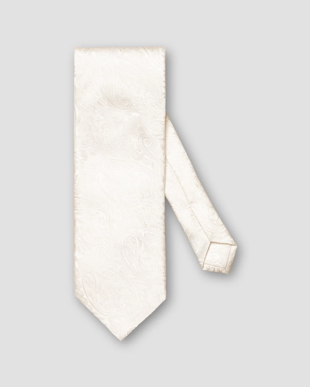 White Paisley Jacquard Silk Tie Eton