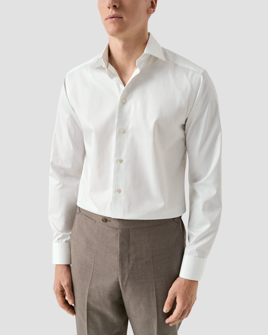 Light green Striped Supima 120 Shirt - Eton