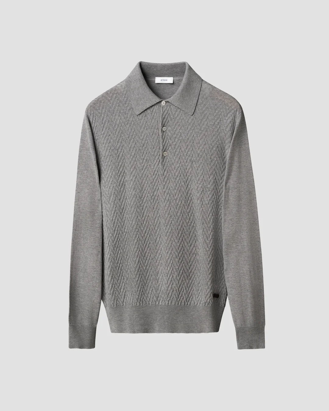 Chevron Structure Knit Polo Shirt - Eton