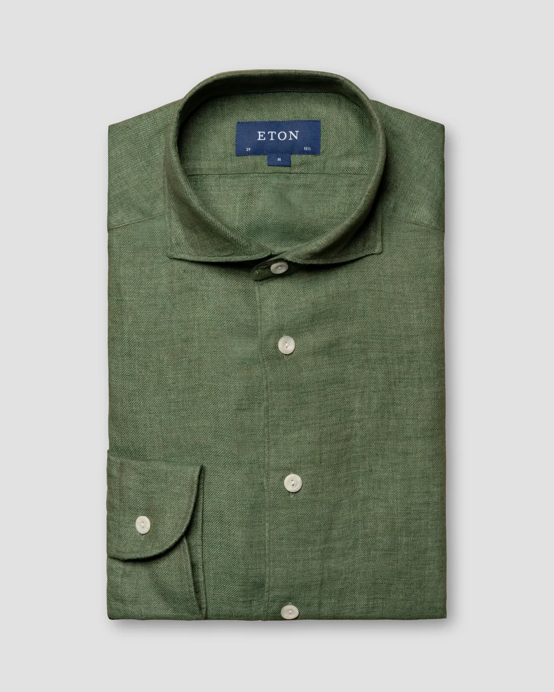 Green Linen Twill Shirt Eton