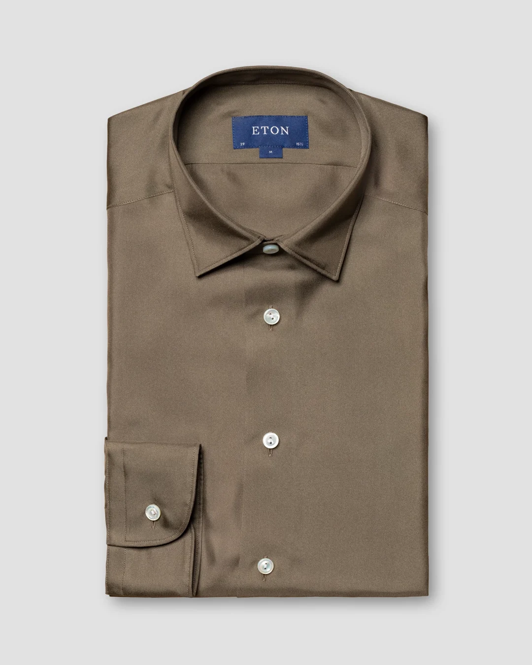 Brown Silk Twill Shirt - Eton Brown Silk Twill Shirt - Eton
