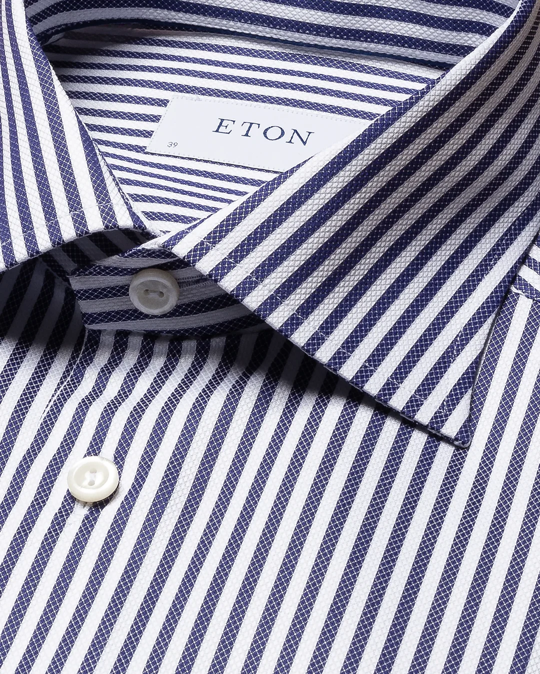 navy blue shirt with white stripes