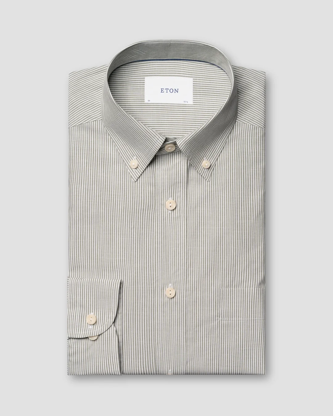 Mid green Striped Chambray Shirt - Eton