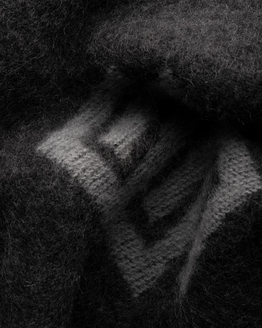 Black Double Sided Wool Scarf with E-print - Eton