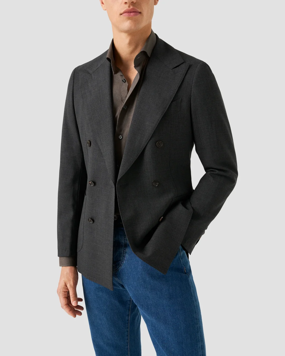 ヘリンボーン・シワになりにくいフランネルシャツ - Eton