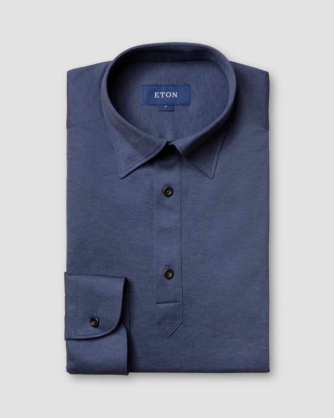 Indigo Blue Piqué Polo Shirt – Long Sleeved - Eton