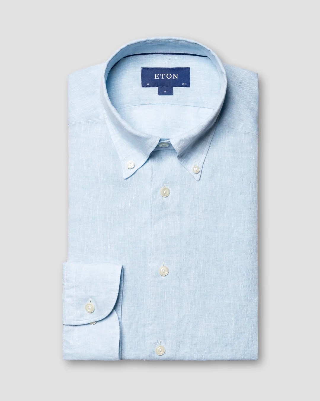 Light blue linen shirt button down collar