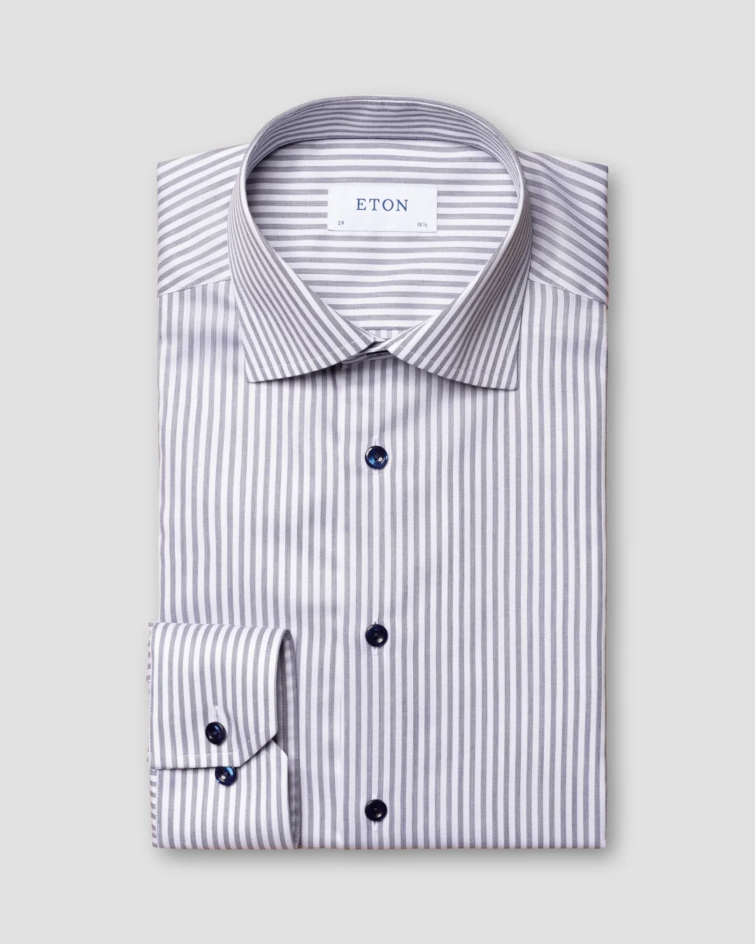 Navy Striped Signature Twill Shirt - Eton