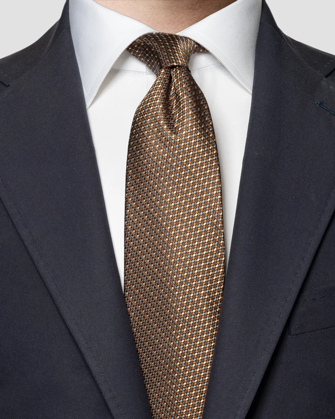Brown silk tie - Eton