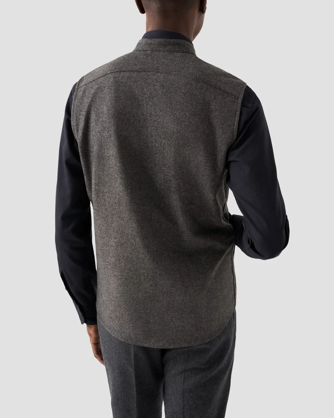 Dark Gray Wool-Cashmere Flannel Vest - Eton