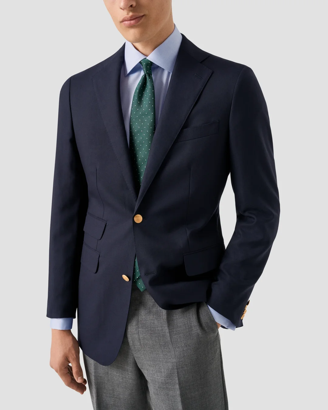 blue french cuff dress shirt Eton Signature Twill | Contemporary fit Size:us-20w
