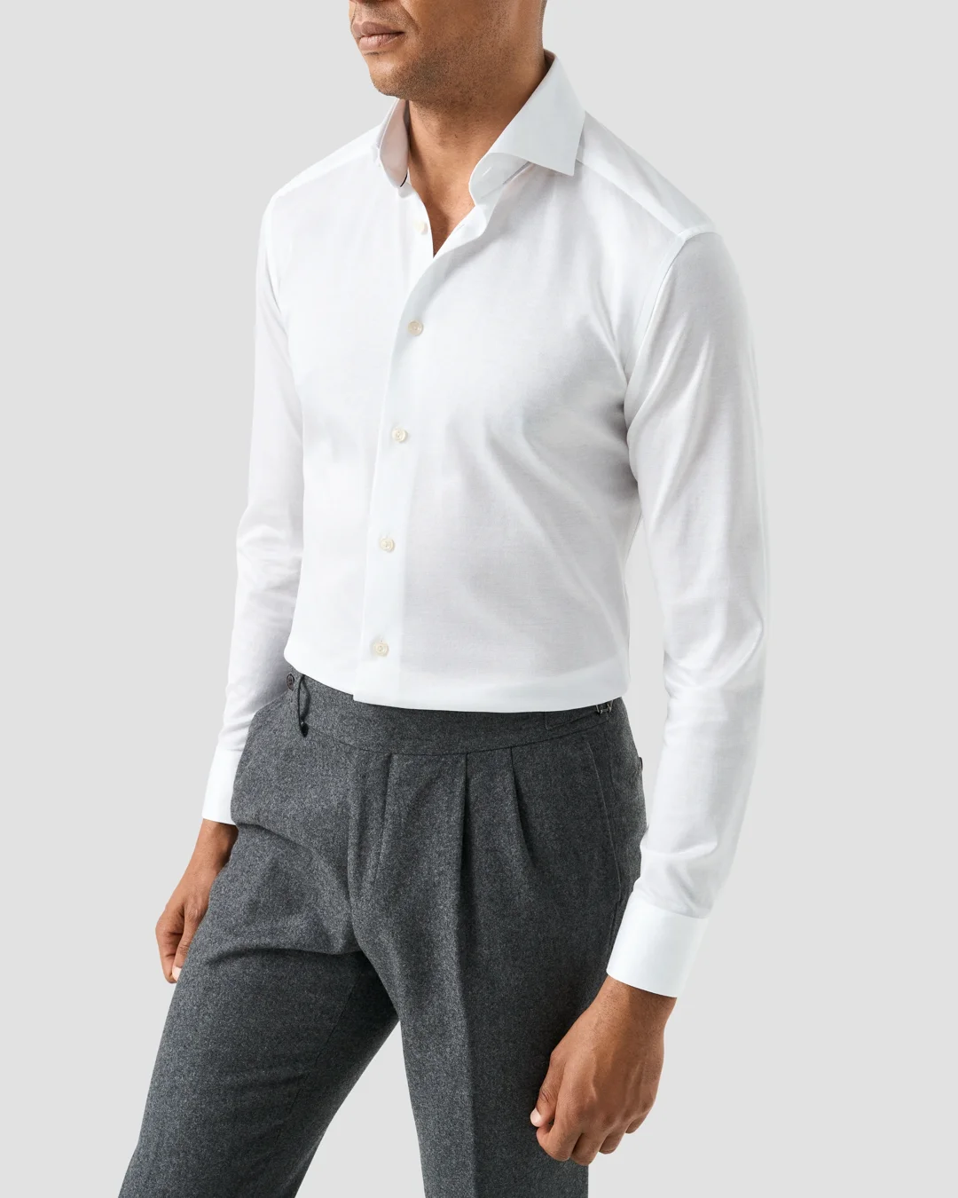 【WHITE】Jacquard knit shirt Filo di Scozia Jacquard Knit Shirt - Eton