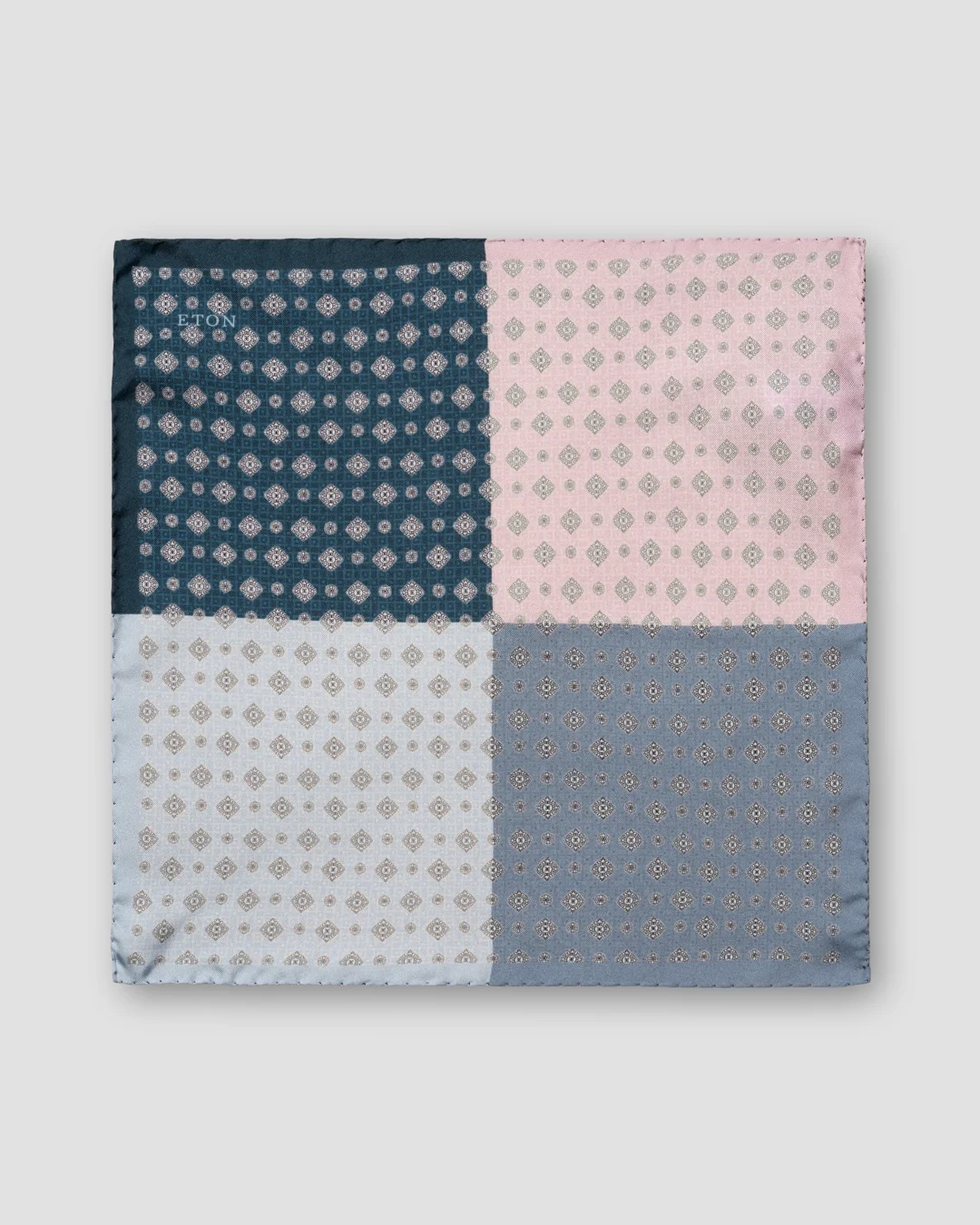 Navy Four-Side Silk Pocket Square - Eton Navy Four-Side Silk Pocket Square - Eton