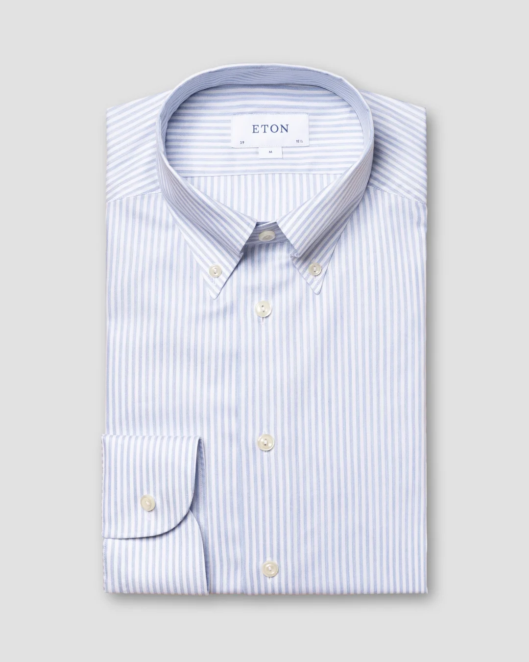 Blue Striped Wrinkle Free Oxford Shirt - Eton