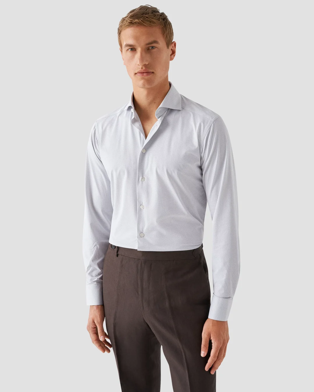 Light grey 4-way Stretch Shirt - Eton