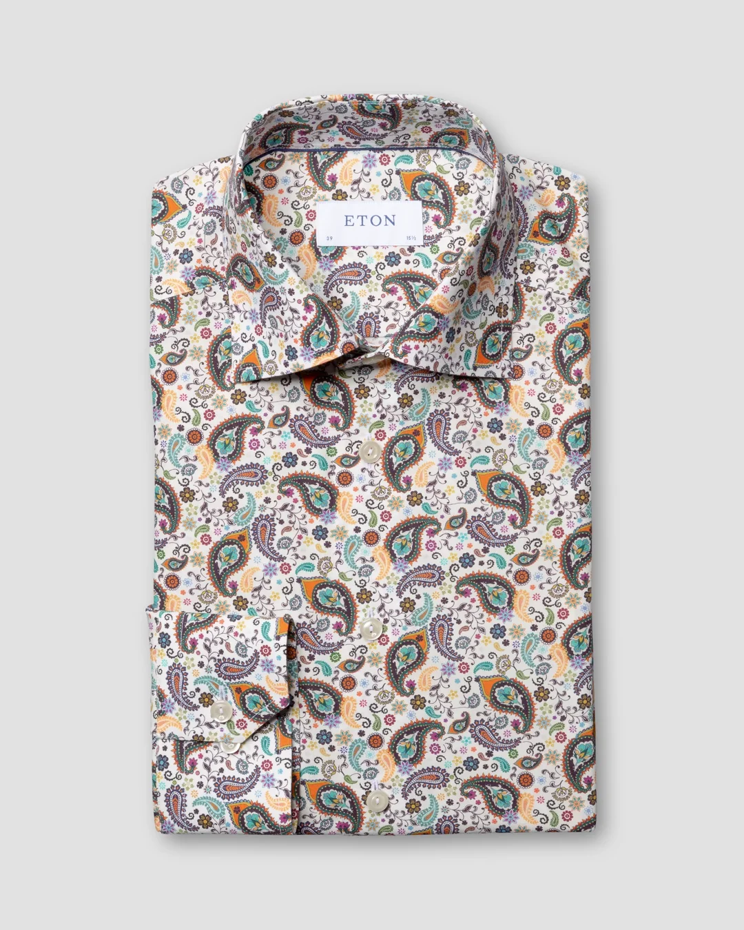 Green multi paisley poplin shirt - Eton