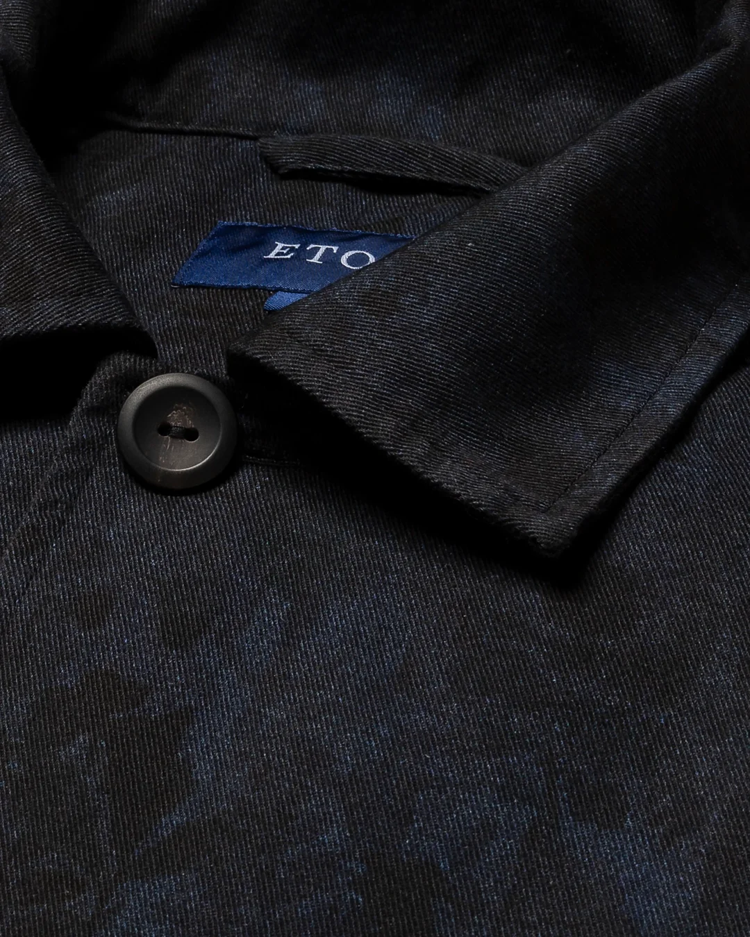 Dark Blue Floral Print Gabardine Overshirt