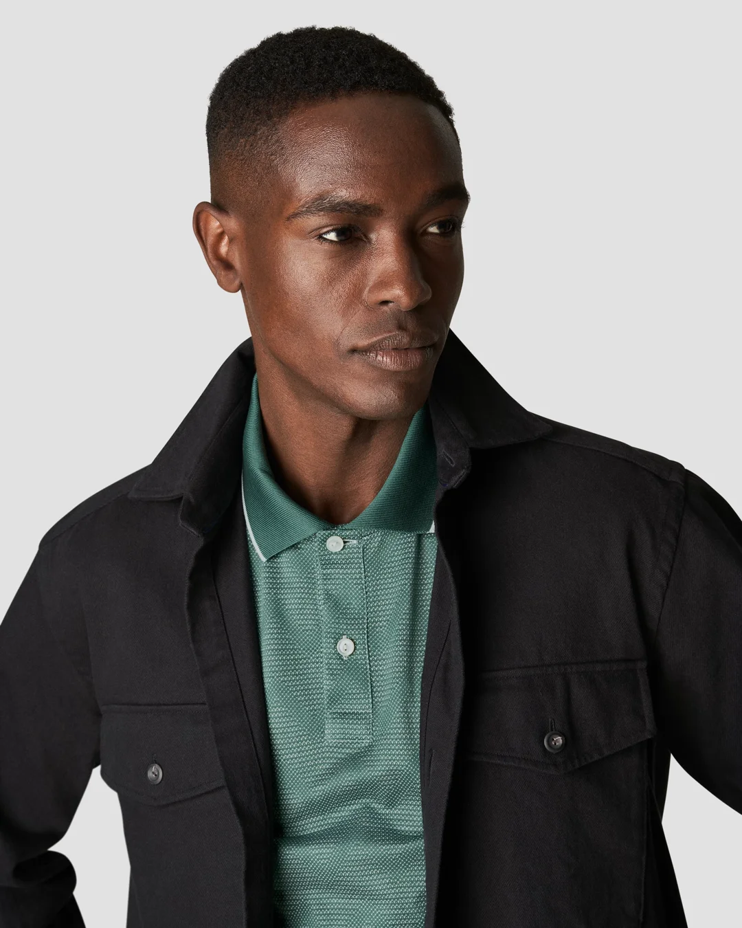 Green Zigzag Jacquard Filo di Scozia Polo Shirt - Short Sleeve - Eton
