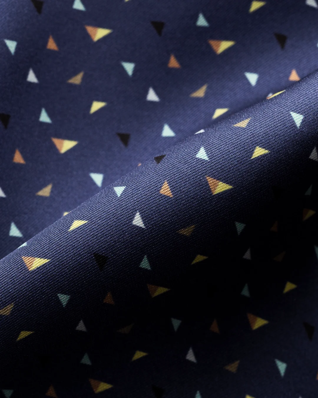 Navy Blue Geometric Print Silk Shirt
