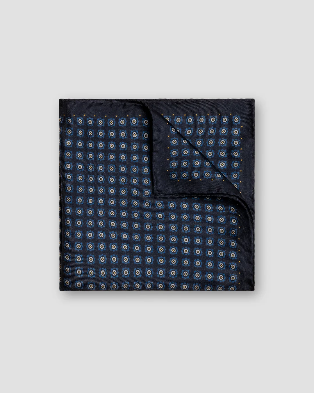 Navy Geometric Silk Pocket Square - Eton